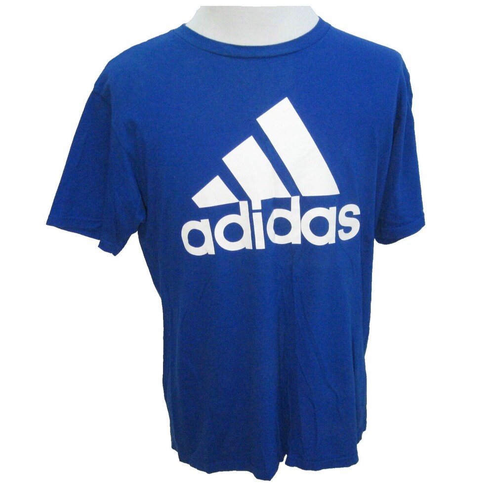 ADIDAS Men's (Size Large) Blue Short Sleeve Graphic Logo T-Shirt 100% Cotton Top